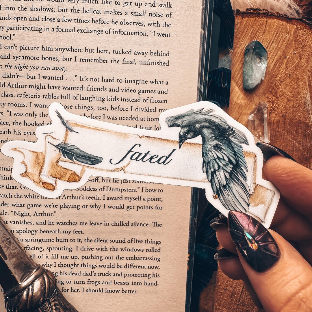 Fated Raven Fated Romantasy Watercolor Raven Sticker, Vinyl Scroll Literary Laptop ...