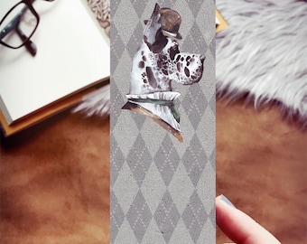 Fancy Dog Bookmark, Dog Lover Gift, Great Dane Bookmark, Classy Dog Gift, Animal Lover Gift