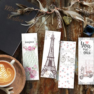French Printable Bookmarks, French Baby Shower Favors Bonjour, Eiffel ...