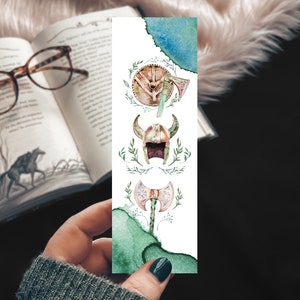 Norse Viking Bookmark, Vikings Watercolor Axe and Helmet Bookmark, Literary Gift, Book Lover Gift, Gift for Reader