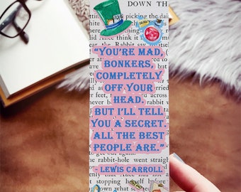 Marque-page de citation Les aventures d'Alice au pays des merveilles Bonkers, toutes les meilleures personnes le sont ! Marque page Alice au pays des merveilles