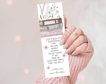 Literary Bookmark, Anne of Green Gables Watercolor Bookmarker, Literary Classic Quote, Gift for Reader