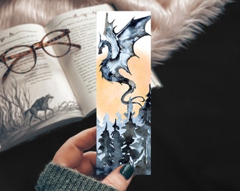 Dragon Bookmark, Watercolor Epic Dragons Reader Gift, Geek Gift, Stocking Stuffer Under 5
