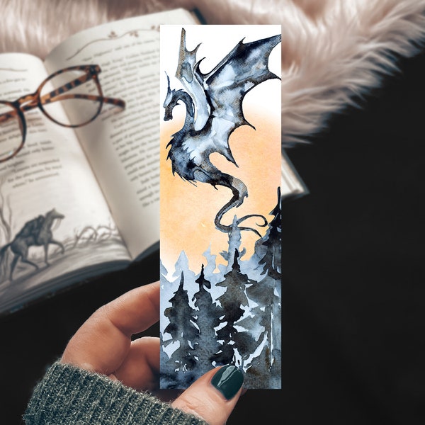 Dragon Bookmark, Watercolor Epic Dragons Reader Gift, Geek Gift, Stocking Stuffer Under 5