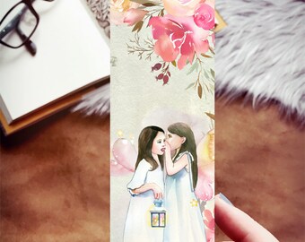 Fairy Garden Bookmark, Cute Little Girl Fairies, Fairies with Lantern Bookmark, Linen Paper Bookmark for Books, Gardener Gift
