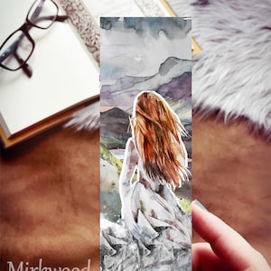 Fantasy Day Heroine Linen Bookmark, High Lady Watercolor Mountain Bookmark Gift for Reader, YA Fan Bookmark Single Bookmark