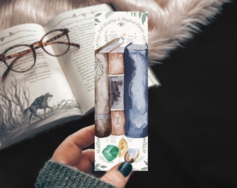 Book Stack Bookmark, Spell Books Watercolor Set of Bookmarks, Fall Party Favor, Autumn Aesthetic Cozy Witch Vibes