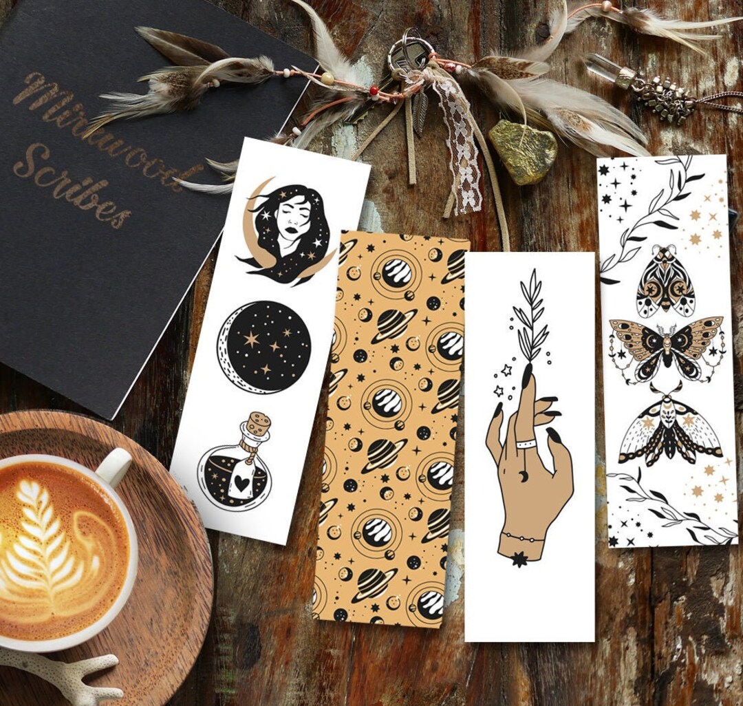 Printable Celestial Moth Bookmarks, Magical Set of Bookmarks, Gift for ...