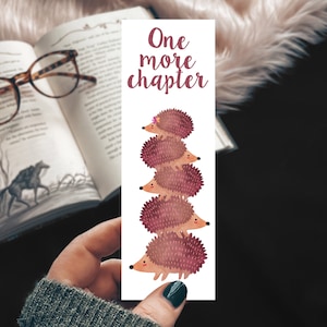 Hedgehog Bookmark, Stack of Hedgehogs One More Chapter Bookmark