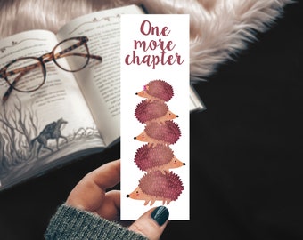 Hedgehog Bookmark, Stack of Hedgehogs One More Chapter Bookmark