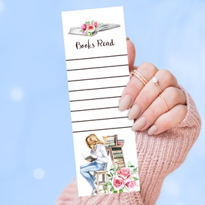 Book Tracker Bookmark, Pink Floral Books I&#39;ve Read Bookmarks for Books, DIY Personalized Bookmark, Book Lover Gift