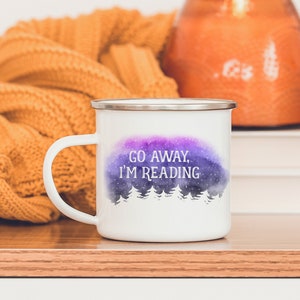 Gå bort, jag läser-mugg, boklig mugg, campingmugg, present till läsare, Bookstagram-mugg, campingbokälskare-mugg bild 8