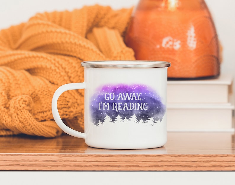 Gå bort, jag läser-mugg, boklig mugg, campingmugg, present till läsare, Bookstagram-mugg, campingbokälskare-mugg bild 8