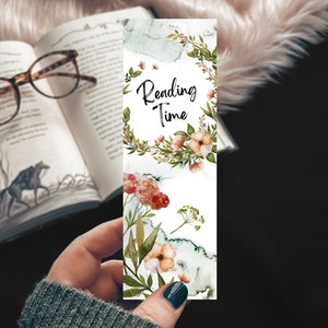 Watercolor Floral Bookmark, Reading Time Plant Lover Bookmarks, Spring Reading Gift, Get Well Soon Gift