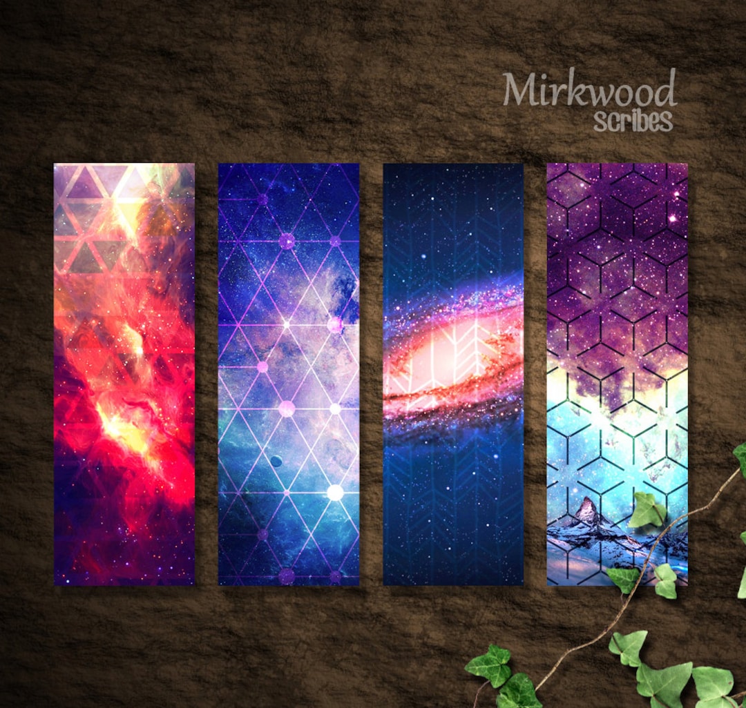 Printable Galaxy Bookmarks Set of 4 Galaxy and Geometric Etsy