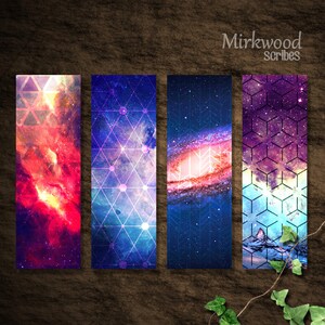Printable Galaxy Bookmarks, Set of 4 Galaxy and Geometric Pattern ...