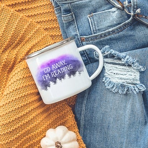 Gå bort, jag läser-mugg, boklig mugg, campingmugg, present till läsare, Bookstagram-mugg, campingbokälskare-mugg bild 4