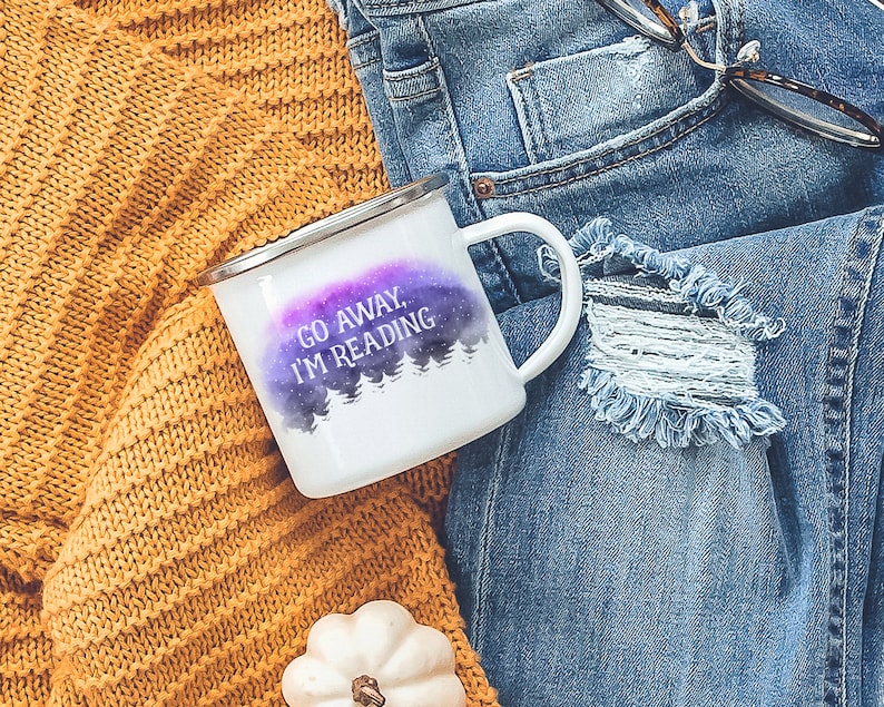 Gå bort, jag läser-mugg, boklig mugg, campingmugg, present till läsare, Bookstagram-mugg, campingbokälskare-mugg bild 4