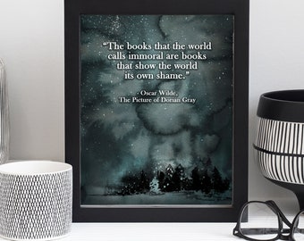 The Picture of Dorian Gray Printable Watercolor Art, Oscar Wilde Literary Home Decor, Dark Bookish Art