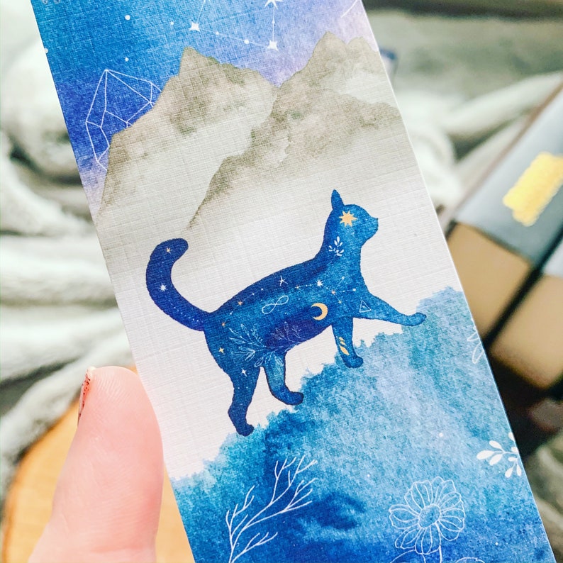 Galaxy Animals Printable Celestial Bookmark Set, Cat and Unicorn Zodiac Bookmarks image 4