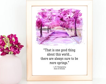 Anne of Avonlea Spring Quote Printable Wall Art, Watercolor Art Print, Anne of Green Gables Literary Home Decor