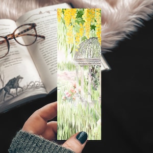 Spring Gazebo Bookmark, Monet Style Floral Bookmark Set, Gift for Book Lover, Romance Reader Bookmarks, Gift for Girlfriend, Gift Swap