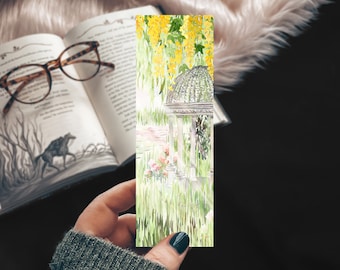 Spring Gazebo Bookmark, Monet Style Floral Bookmark Set, Gift for Book Lover, Romance Reader Bookmarks, Gift for Girlfriend, Gift Swap