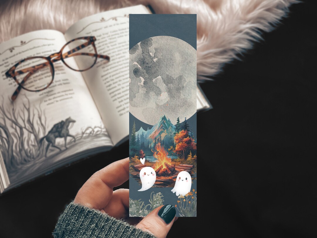 Ghost Couple Watercolor Full Moon Bookmark, Halloween Bookmark, Cute Ghost  Camping Retro Style Fall Bookmark or Set of Bookmarks - Etsy, image size:1080x810