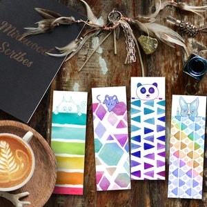 Rainbow Animal Bookmarks, Animal Sketches Peek-a-boo Bookmarks, Rainbow Watercolor Whimsical Bookmark