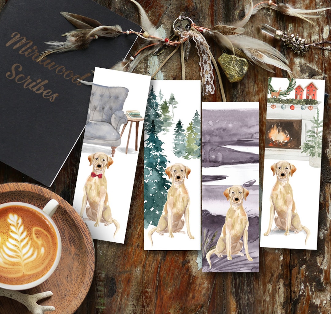 Labrador Bookmark Printable Labrador Dog Bookmarks, Instant Download Set of 4 Yellow Lab ...