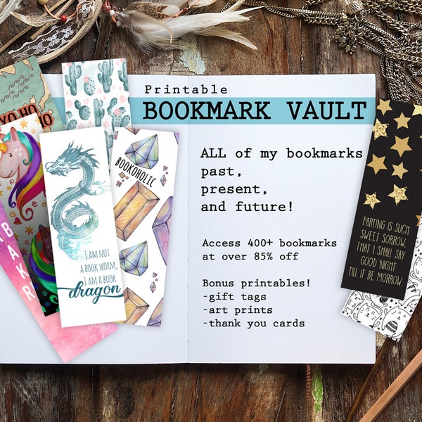 Bookmark Vault, coleção completa de meus favoritos, download instantâneo para impressão, mais de 400 favoritos com 85% de desconto!