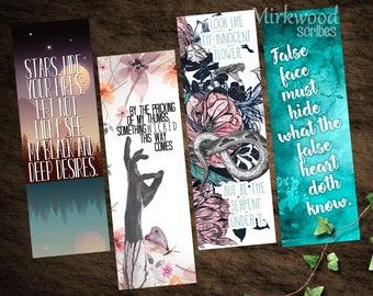 Macbeth Bookmarks | Shakespeare Bookmarks |  Macbeth Quotes Set of 4 Bookmarks Instant Download Printable Something Wicked Watercolor Gift