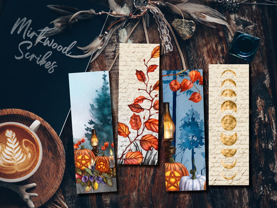 Fall Leaves Watercolor Bookmark, Autumn Book Page Print Handmade ...