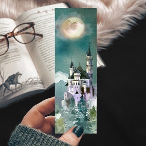 Fantasy Forest Castle Under the Moonlight Bookmark, Magical Castle Bookmark, Storybook Castle Reader Gift