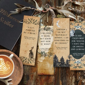 Das Wintermärchen Shakespeare druckbare Lesezeichen, Set von 4 Theaterzitaten Geschenk für Schauspiellehrer
