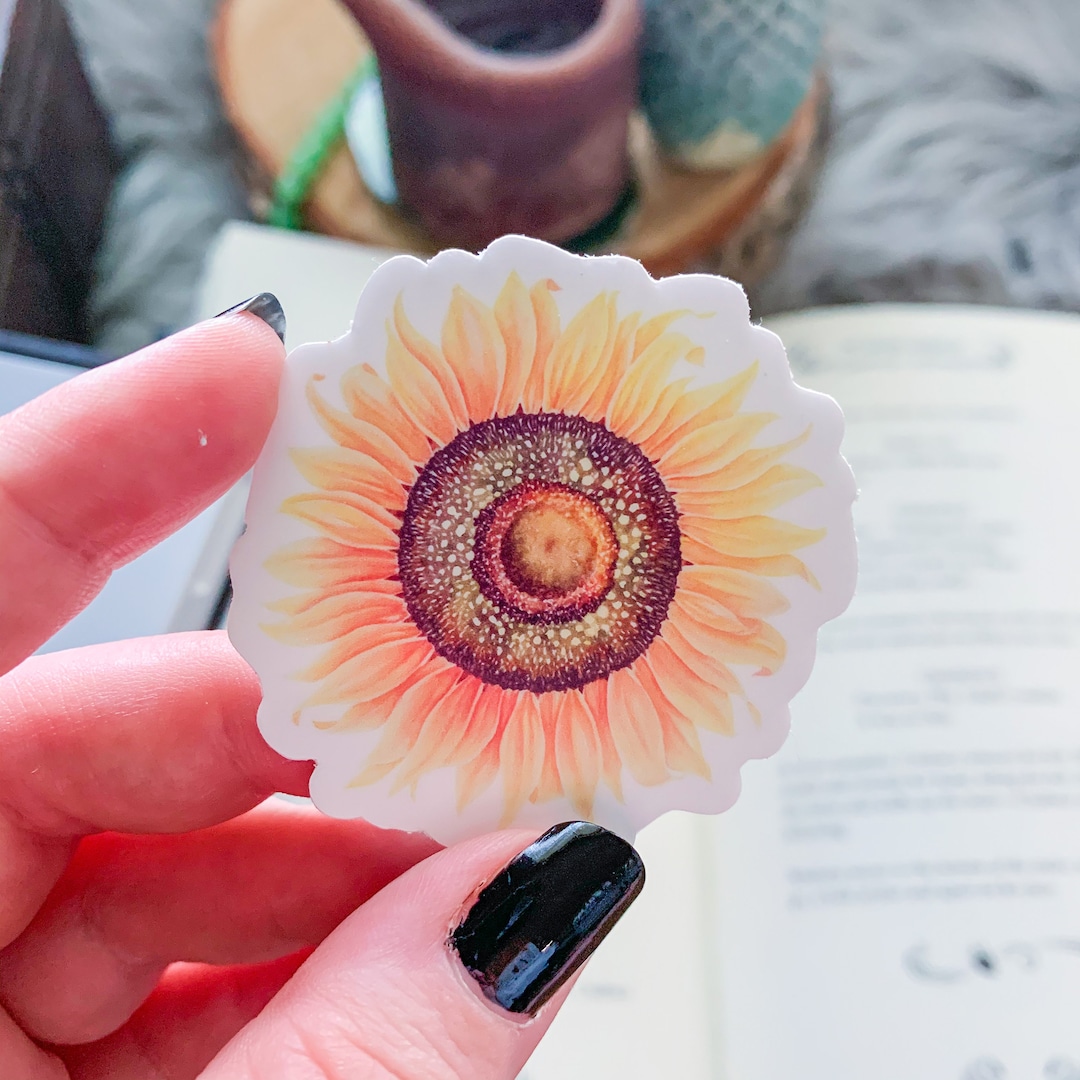 Vinyl Sunflower Sticker, Die Cut Sunflower Car Decal, Laptop Plant