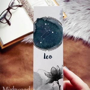 Leo Zodiac Bookmark, Fire Sign Astrology Bookmark, Leo Sign Watercolor Bookmark, Gift for Reader