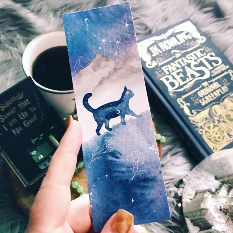 galaxy animals printable celestial bookmark set cat and etsy