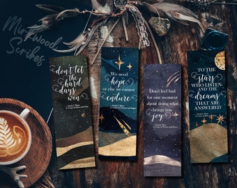 ACOTAR Quote Printable Bookmarks, Sarah J Maas Book Quotes, Watercolor Galaxy Bookmarks, YA Reader Book Club Printable