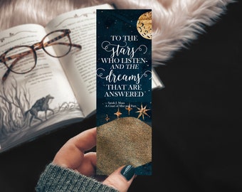 ACOTAR Quote Bookmark, Stars Watercolor Galaxy A Court of Mist and Fury Bookmark, YA Bookish Reader Gift, Blue Bookish Quote