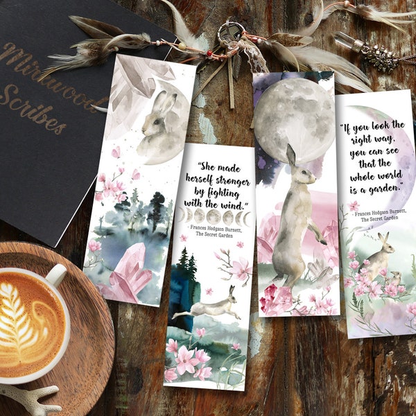 Watercolor Rabbit Bookmarks, The Secret Garden by Frances Hodgson Burnett, Easter Bunny Gifts, Teen Easter Basket Printable