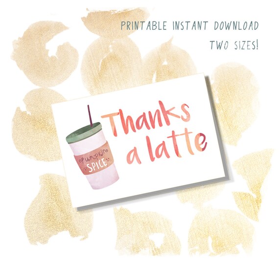 Coffee Thank You Card Easy Print at Home Gift Thanks a | Etsy