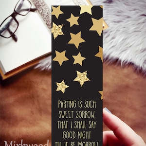 Romeo and Juliet Bookmark, Parting is Such Sweet Sorrow, Stars Bookmark, Romantic Bookmark
