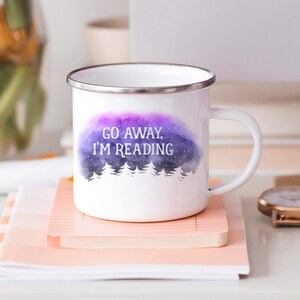 Gå bort, jag läser-mugg, boklig mugg, campingmugg, present till läsare, Bookstagram-mugg, campingbokälskare-mugg bild 7