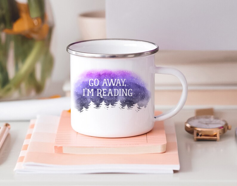 Gå bort, jag läser-mugg, boklig mugg, campingmugg, present till läsare, Bookstagram-mugg, campingbokälskare-mugg bild 7