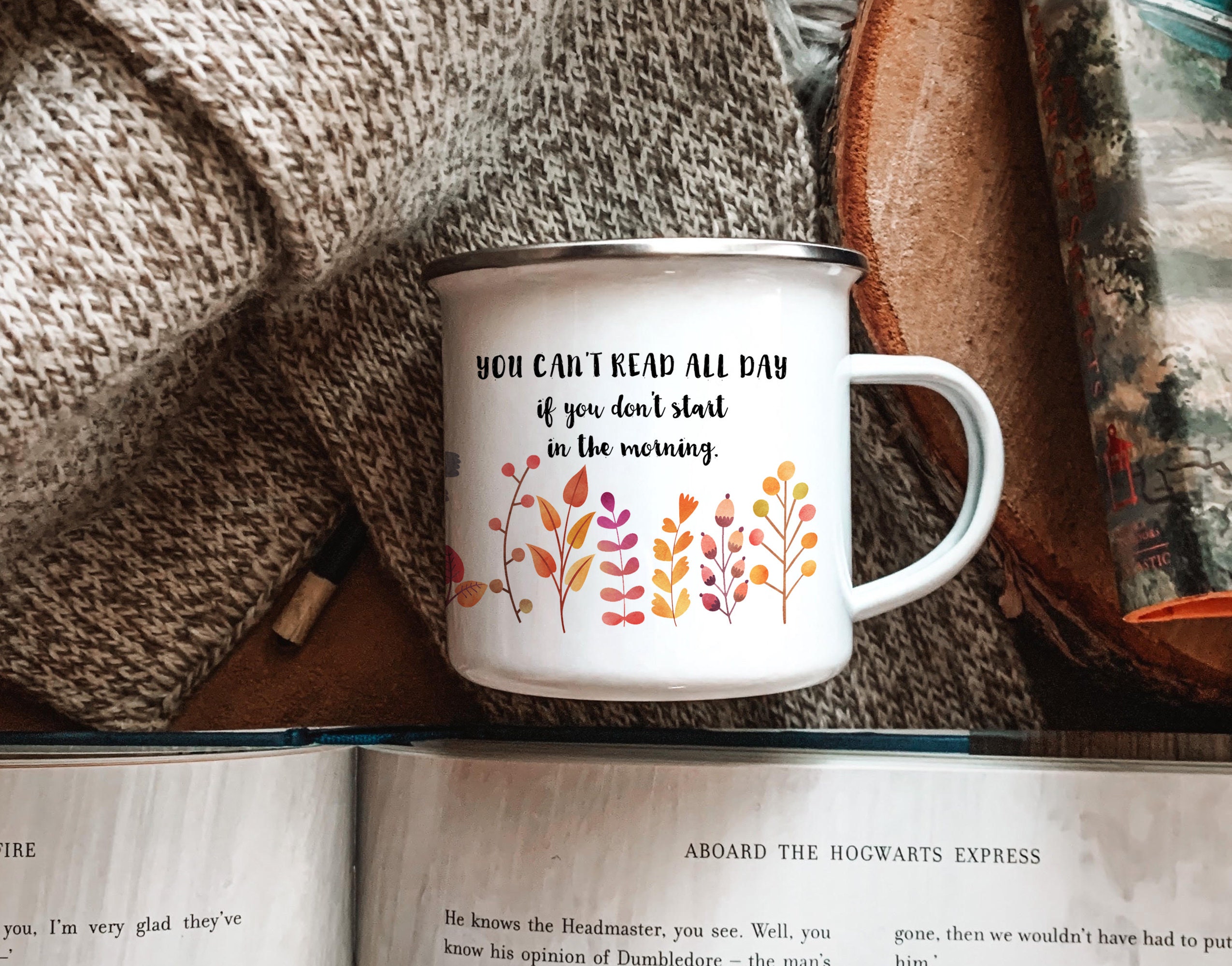You Can't Read All Day If You Don't Start in the Morning Mug, Floral  Watercolor Mug, Reader Camp Mug, Metal Mug, Camping Mug Gift for Reader -  Etsy