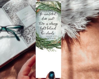 Little Women Christmas Bookmark, Louisa May Alcott Quote, Literary Quotes, Holiday Book Lover Gift