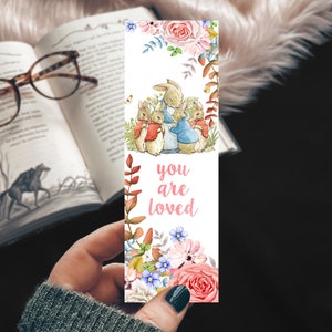 You Are Loved Peter Rabbit Bookmark, Peter Rabbit Shower Favor Bookmark, Children&#39;s Library Bookmark