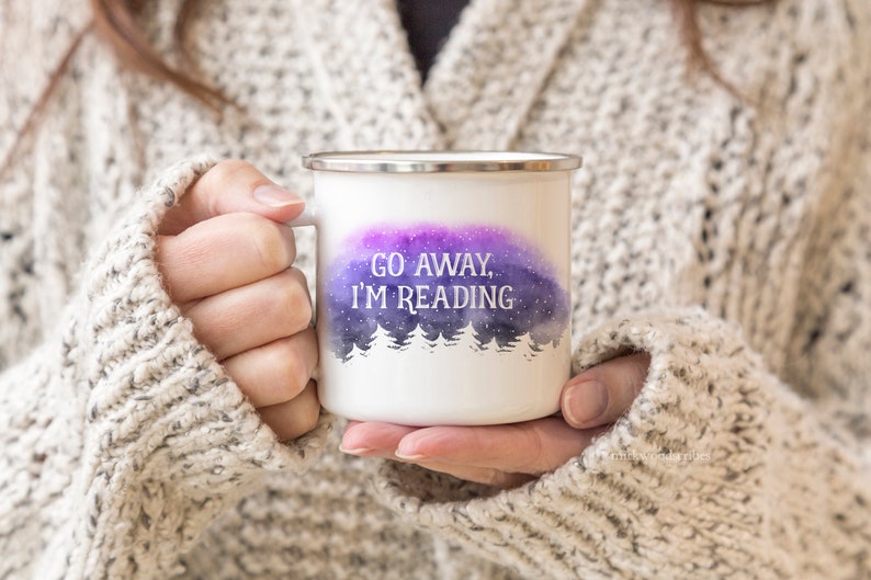 Gå bort, jag läser-mugg, boklig mugg, campingmugg, present till läsare, Bookstagram-mugg, campingbokälskare-mugg bild 5