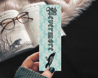 Edgar Allen Poe Bookmark, The Raven Nevermore Bookmark, Literary Gift, Reader Bookmark, Haunted Dark Gothic Print